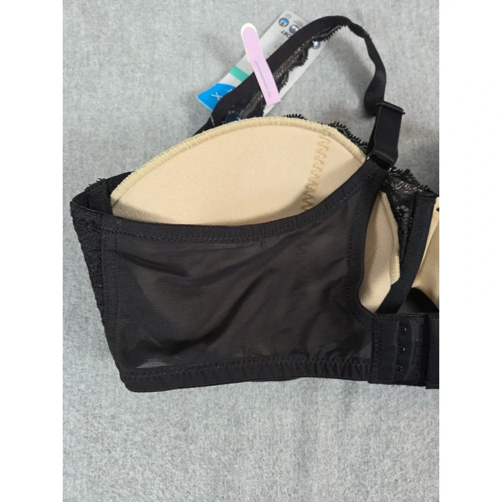 Playtex Love‎ My Curves Bra 38D Black Stretch Lace Cups Sculpted Lift NEW